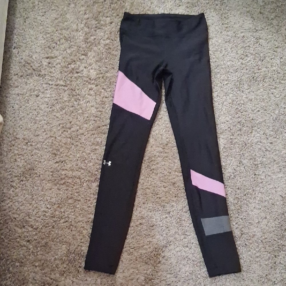 Under Armour Black Leggings with Pink and Gray Accents